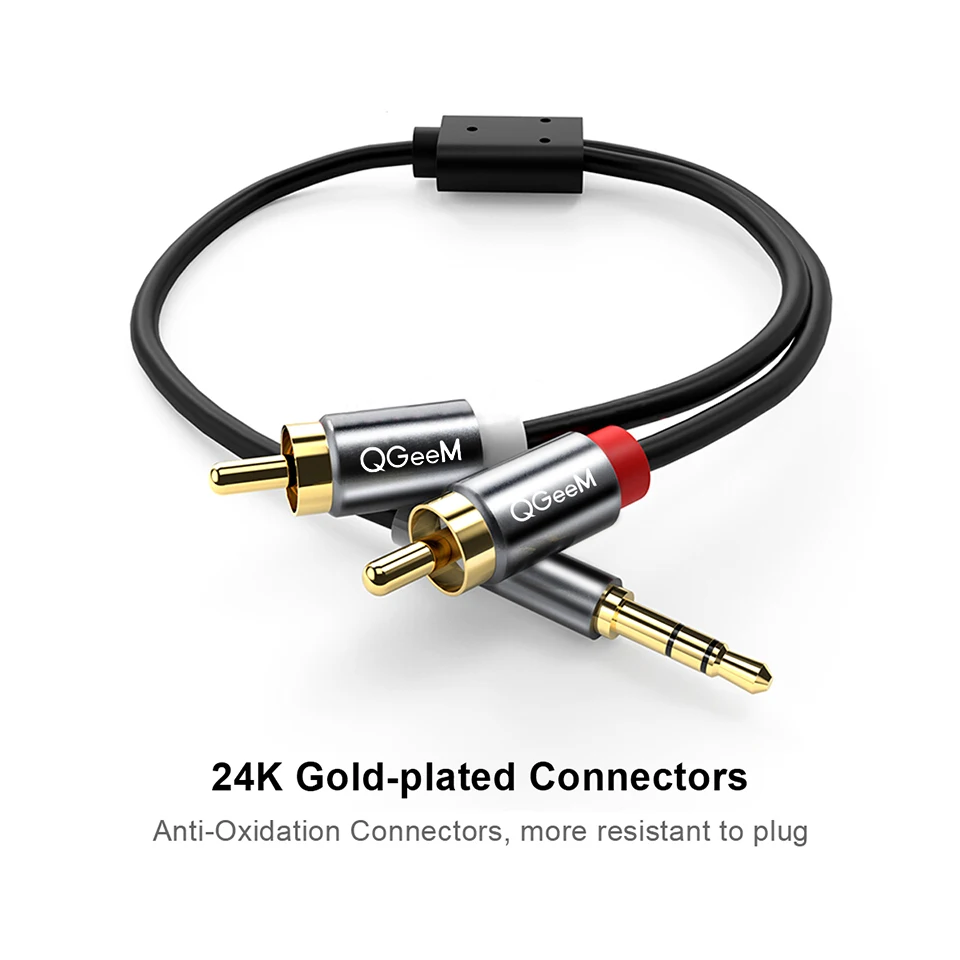 QGeeM RCA Cable 2RCA to 3.5 Au - Home Cinema Subwoofer review and price