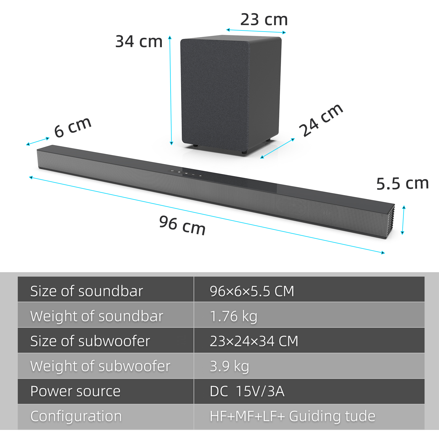 84W TV Sound Bar with Subwoofe - Home Cinema Subwoofer review and price
