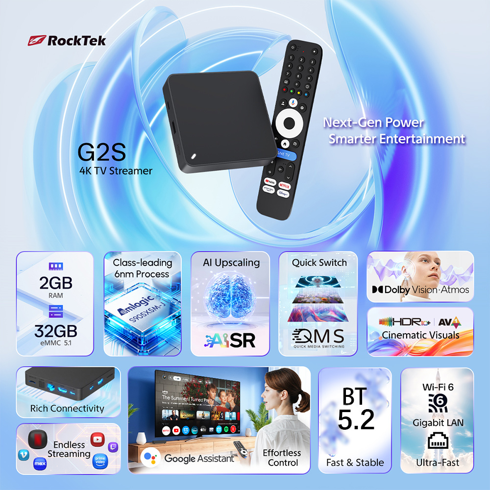 RockTek G2S UHD Google TV Box  - Home Cinema Google review and price