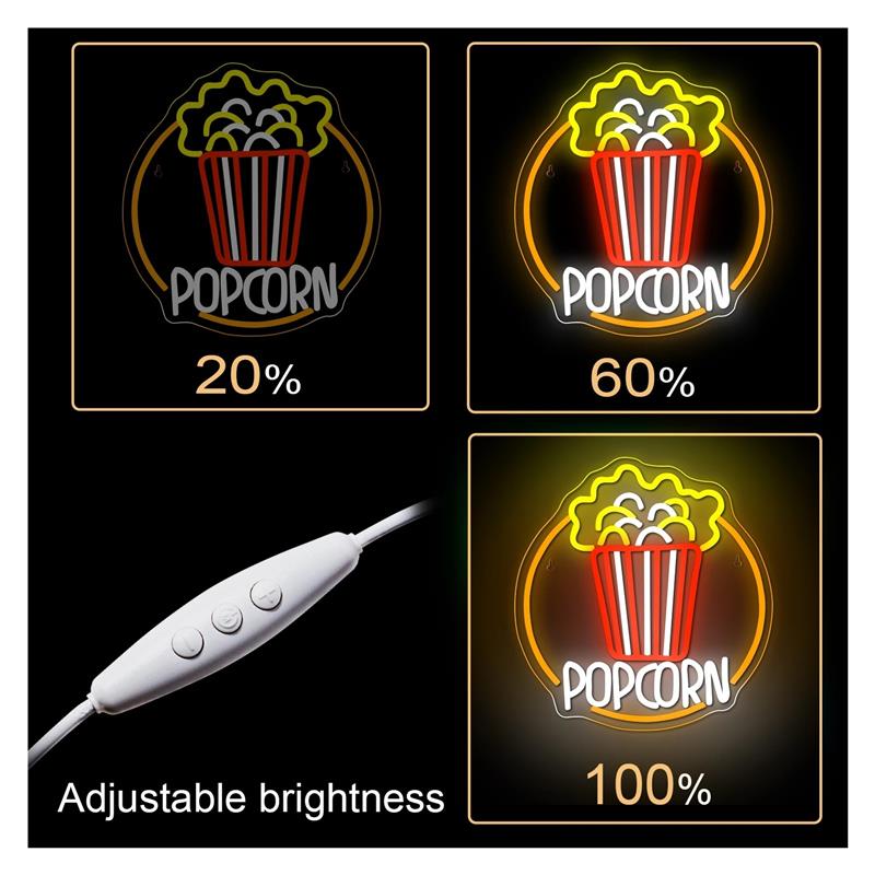 Popcorn Neon Sign Dimmable USB - Home Cinema Today review and price