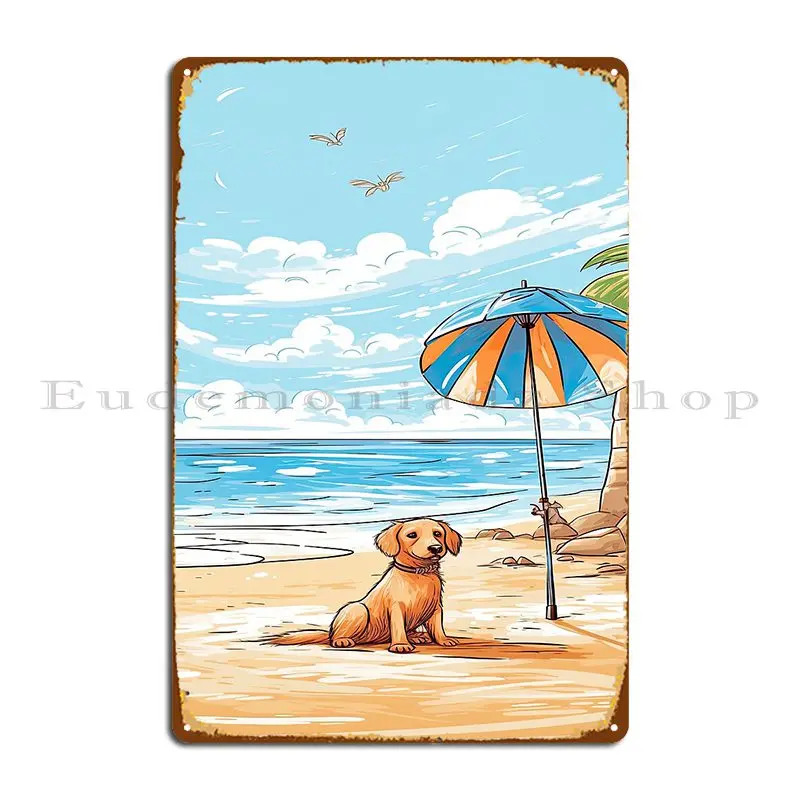 Sunny Day Beach Dog Metal Sign - Home Cinema Today review and price