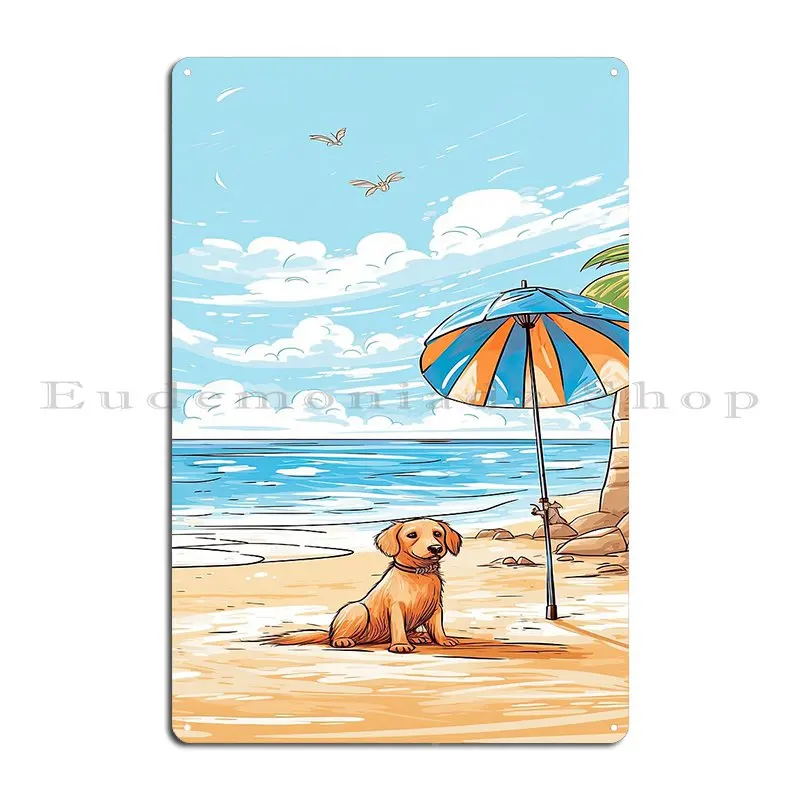 Sunny Day Beach Dog Metal Sign - Home Cinema Today review and price
