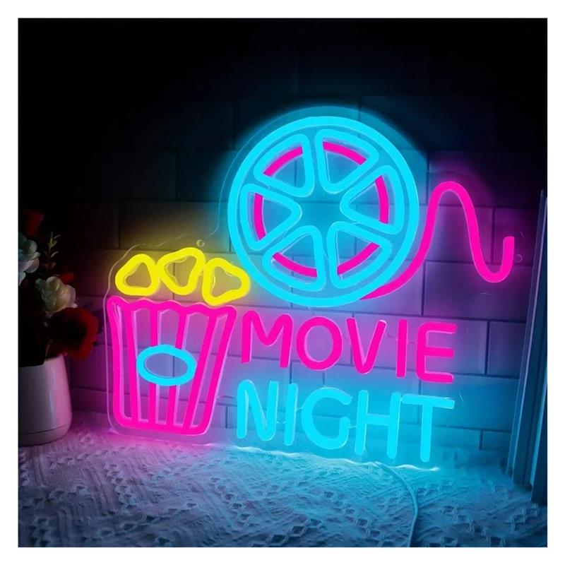 Movie Night Neon Sign Popcorn  - Home Cinema Today review and price