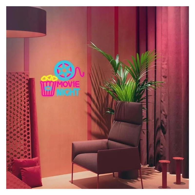 Movie Night Neon Sign Popcorn  - Home Cinema Today review and price