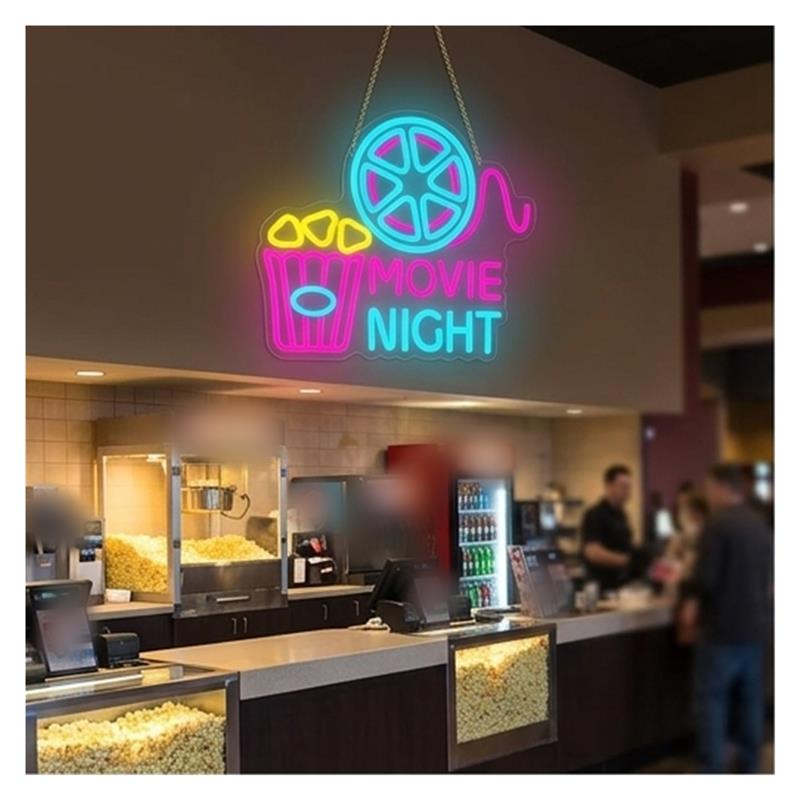 Movie Night Neon Sign Popcorn  - Home Cinema Today review and price